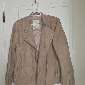 Abercrombie & Fitch Beige Suede Moto Jacket Unisex